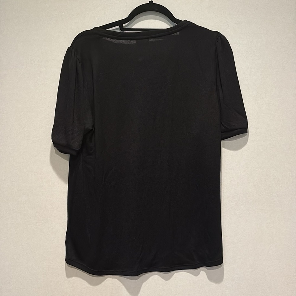 Mod Ref - Women's V-Neck Puff Sleeve Shirts. Size XL. Light Blue and black. NWT - Picture 9 of 11